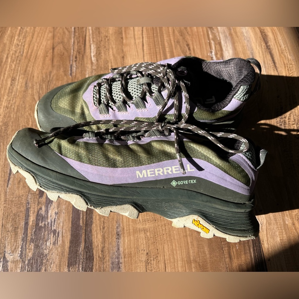 Merrell Women's 9 Moab Speed Waterproof Low Hiking Boots Lichen Purple Lace Up - Picture 3 of 11